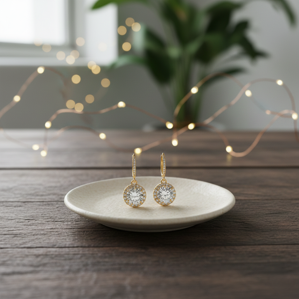 Sparkling Drop Earrings - Gold